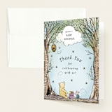 "Disney's Winnie the Pooh in the Wood" - Baby Shower Thank You Cards in Sky by Becky Nimoy - Front