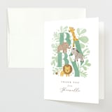 "Petite Safari" - Baby Shower Thank You Cards in Mint by Jennifer Wick - Front