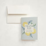 "Lemons" - Baby Shower Thank You Cards in Pale Blue by Megan Cash - Card with Envelope