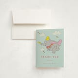 "Disney's Baby Dumbo" - Baby Shower Thank You Cards in Baby Blue by Kanika Mathur - Card with Envelope