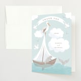 "Little Sailboat" - Baby Shower Thank You Cards in Sky by Jennifer Holbrook - Front