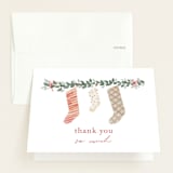 "merry little stockings" - Baby Shower Thank You Cards in Cranberry by Rebecca Durflinger - Front