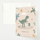 "Baby Dino" - Baby Shower Thank You Cards in Tan by Britt - Front