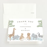 "Little Animal World" - Baby Shower Thank You Cards in Air by Jennifer Holbrook - Front