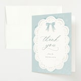 "Eyelet" - Baby Shower Thank You Cards in Cloud by Laura Hankins - Front