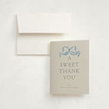 "Vintage Bow" - Baby Shower Thank You Cards in Baby Blues by Lehan Veenker - Card with Envelope