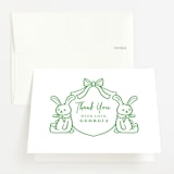 "Stork Crest" - Baby Shower Thank You Cards in Lawn by mo kelley - Front