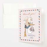 "Disney's Dumbo Stork Baby on the Way" - Baby Shower Thank You Cards in Navy by Claudia Orengo - Front