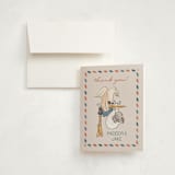 "Disney's Dumbo Stork Baby on the Way" - Baby Shower Thank You Cards in Navy by Claudia Orengo - Card with Envelope