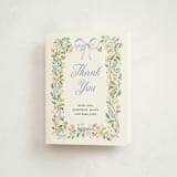 "Garden Ribbon" - Baby Shower Thank You Cards in Bluebell by Sarah Knight - Front