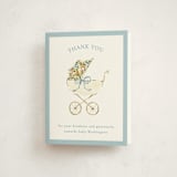 "Pram" - Baby Shower Thank You Cards in Sky by Sarah Knight - Front