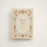 "Pumpkins + Bows" - Baby Shower Thank You Cards in Cornflower by Laura Hankins - Front