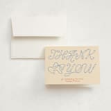 "Ribbon of Joy" - Baby Shower Thank You Cards in Citrus Sky by Zove Ahhh - Card with Envelope