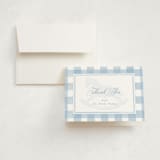 "Classic Gingham" - Baby Shower Thank You Cards in Sky by Melinda Denison - Card with Envelope