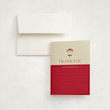 "Little Mushroom" - Baby Shower Thank You Cards in Berry by Ilene Guy - Card with Envelope