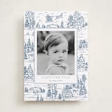 "Christmas Toile" - Holiday Cards in Periwinkle by Jennifer Lew - Front