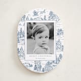 "Christmas Toile" - Holiday Cards in Periwinkle by Jennifer Lew - Front