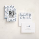 "Christmas Toile" - Holiday Cards in Periwinkle by Jennifer Lew - Assembled