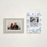 "Christmas Toile" - Holiday Cards in Periwinkle by Jennifer Lew - Photo Orientation Options