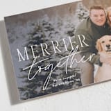 "Merrier Together Story NonFoil" - Holiday Cards in Navy by Lisa Assenmacher - Detail