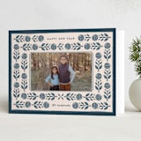 "Folk Floral Press" - Holiday Cards in Glacier by Julie Murray - Folded Card