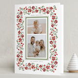 "Poinsettia Border" - Holiday Cards in Poinsettia by Wildfield Paper Co - Folded Card