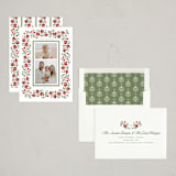 "Poinsettia Border" - Holiday Cards in Poinsettia by Wildfield Paper Co - Assembled