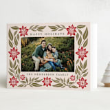 "Deco Poinsettia" - Holiday Cards in Cream by Katharine Watson - Folded Card