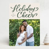 "Holiday Cheer Ribbon" - Holiday Cards in Evergreen by Alicia Schultz - Front