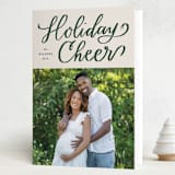 "Holiday Cheer Ribbon" - Holiday Cards in Evergreen by Alicia Schultz - Folded Card