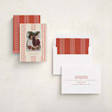 "Mickey Holiday Stripes" - Holiday Cards in Cranberry by Ellen Schlegelmilch - Assembled