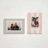 "Mickey Holiday Stripes" - Holiday Cards in Cranberry by Ellen Schlegelmilch - Photo Orientation Options