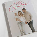 "Spirited Script" - Holiday Cards in Cherry by Everett Paper Goods - Detail