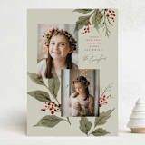 "Holly + Laurel" - Holiday Cards in Eucalyptus by Wildfield Paper Co - Front