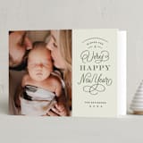 "Stacked Greeting" - Holiday Cards in Sage by Kristen Smith - Folded Card