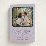 "Squiggle and Stars" - Holiday Cards in Sugar Plum by Lauren Jopling - Folded Card