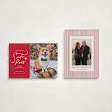 "Here Comes Santa Paws" - Holiday Cards in Candied Apple by Everett Paper Goods - Photo Orientation Options