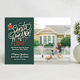 "Santa Stop" - Holiday Cards in Evergreen by Carrie ONeal - Front