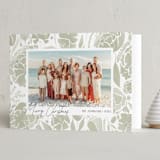 "Terra Cotta Floral Border" - Holiday Cards in Sage by Erika Firm - Folded Card