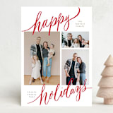 "Tri-photo Happy Holidays" - Holiday Cards in Cranberry by Elsa Duncan - Front