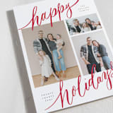 "Tri-photo Happy Holidays" - Holiday Cards in Cranberry by Elsa Duncan - Detail