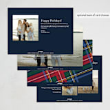"Plaid Framed" - Holiday Cards in Navy by Lea Delaveris - Back of Card Options