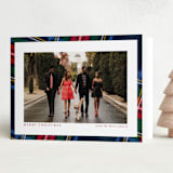 "Plaid Framed" - Holiday Cards in Navy by Lea Delaveris - Folded Card