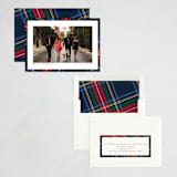 "Plaid Framed" - Holiday Cards in Navy by Lea Delaveris - Assembled