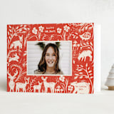 "Linocut Woodland" - Holiday Cards in Apple by Teju Reval - Folded Card