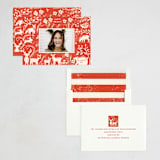 "Linocut Woodland" - Holiday Cards in Apple by Teju Reval - Assembled