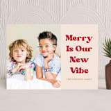 "Merry Vibe" - Holiday Cards in Berry by GeekInk Design - Front