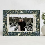 "Mistletoe + Holly" - Holiday Cards in Juniper by Wildfield Paper Co - Front