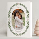 "Cheerful Wreath" - Holiday Cards in Sage by leslie hamer - Folded Card