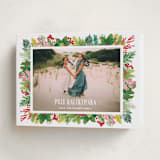 "Tropical Pines Frame" - Holiday Cards in Strawberry Punch by Shiny Penny Studio - Folded Card